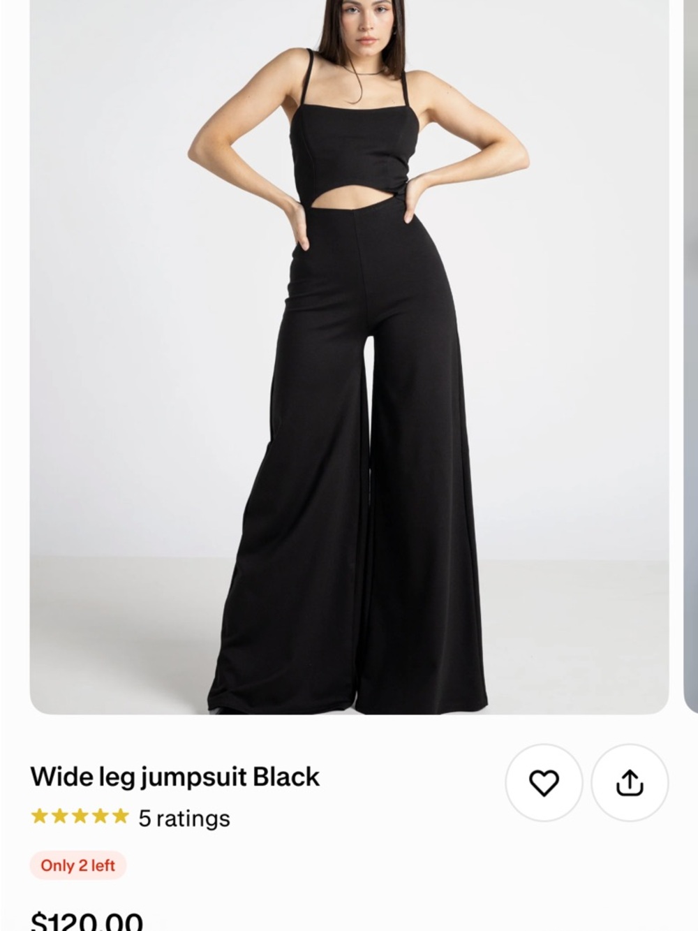 Sleeveless Black Wide-Leg Cutout Jumpsuit - Women's